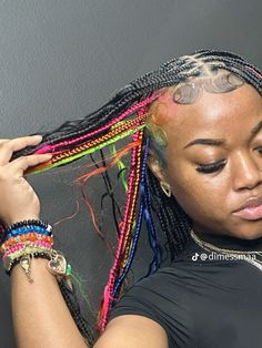 Hair Protective Styles, Rainbow Braids, Swag Pics, Hair Color Options, Colored Braids, Pretty Braided Hairstyles, Pretty Hair Color, Sophomore Year, Hot Hair Styles