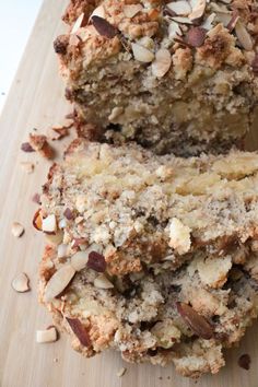 Almond Croissant Banana Bread - The Batter Thickens Almond Butter Banana Loaf, Healthy Breakfast Loaf Recipes, Almond Croissant Banana Bread, Almond Croissant Cake, Almond Croissant Filling, Banana Almond Bread, Banana Bread Cookies Recipe, Almond Butter Banana Bread, Brown Butter Banana Bread