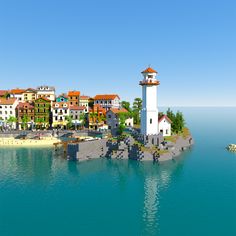 Minecraft Caribbean House, Minecraft Beach Town Ideas, Minecraft Main Square, Minecraft Beach Village Ideas, Minecraft Beach Building Ideas, Modern Minecraft Village, Minecraft Spanish Town, Beach City Minecraft, Minecraft Harbor Town