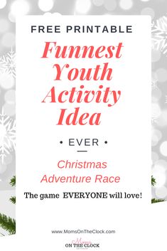 a christmas flyer with the words free printable fun youth activity idea