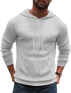 PRICES MAY VARY. 【Fabric】: The mens pullover sweater perfectly blends the best parts of 50% viscose,25% nylon and 25% polyester with a soft handfeel that is naturally skin friendly, remaining warm and comfort in spring, autumn and winter 【Features】: This classic casual men's pullover hoodie sweaters is made from soft and warm fabric with ribbed detail at the cuff and hem and a front pocket to keep your hands warm 【Occasions】:Mens holiday pullover sweater with drawstring hoodies is the best choic Gray Knit Hoodie With Long Sleeves, Gray Knit Long Sleeve Hoodie, Gray Long Sleeve Knit Hoodie, Solid Knit Long Sleeve Hoodie, Solid Long Sleeve Knit Hoodie, Winter Cotton Hoodie With Ribbed Details, Stretch Crew Neck Sweater With Drawstring Hood, Ribbed Hooded Sweater, Mens Pullover Sweater