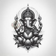 an elephant sitting on top of a lotus flower with its trunk in it's mouth