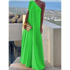 Mujer Vestido blanco vestido largo vestido largo Retazos Cita Vacaciones Elegante Ropa de calle Un Hombro Sin Mangas Negro Blanco Verde Trébol Color 2024 - $33.99 Green One-shoulder Maxi Dress For Vacation, Solid Color Floor-length Maxi Dress For Vacation, Solid Floor-length Maxi Dress For Vacation, Green Floor-length Dress For Vacation, Spring Maxi Dress Floor-length Solid Color, Solid Floor-length Maxi Dress For Spring, Green Long Maxi Dress For Spring, Casual Green One-shoulder Maxi Dress, Long Summer Dresses