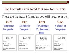 the formulas you need to know for the test these are the next 4 formulas you will need to know