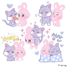 some cute little cats hugging each other