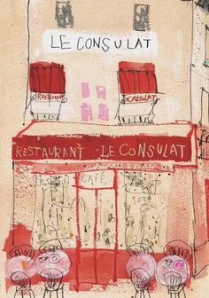 a drawing of a restaurant called le consuat