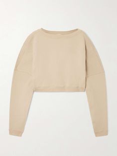 Shop SAINT LAURENT Cropped embroidered cotton-jersey sweater, Explore the latest SAINT LAURENT women's collection today on NET A PORTER Manchester House, Jersey Sweater, Dress Flats, Black Tweed, Cropped Sweatshirt, Sports Suit, Brown Sweater, Only Fashion, Crop Sweatshirt