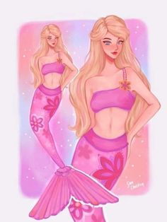 a drawing of a mermaid with blonde hair