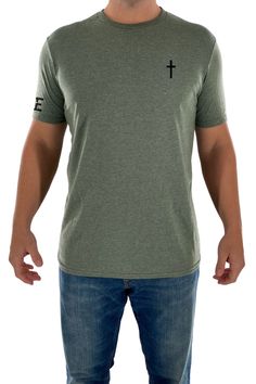 This Mens Christian Shirt with Cross is the perfect crewneck tee to wear to church on Sunday or as a gift for your husband or gift for son! This Christian T shirt is extremely soft with unisex sizing and runs true to size. ✞SHIRT DESIGN DETAILS: ---------------------------------------------------- Mens Christian Shirt with Cross FRONT DESIGN: Cross (right chest placement) SLEEVE DESIGN: EE Brand Logo on left sleeve ✞SHIRT DETAILS: ---------------------------------------------------- We offer 6 s Faith Tshirts, Christian Hats, Cross Shirt, Shirt For Man, Cross Shirts, Jesus Shirt, Christian Sweatshirt, Christian T Shirt, Christian Tees