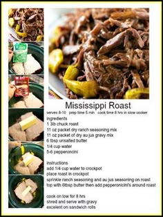 the instructions for how to make mississippi roast