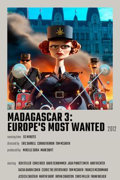 the movie poster for madagascarcar 3 europe's most wanted