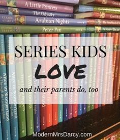 a book shelf filled with books and the words series kids love and their parents do too