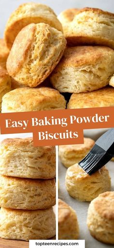 easy baking powder biscuits with a fork in the middle