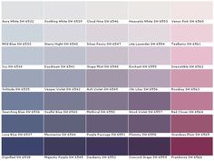 the color chart for different shades of blue, pink, and purple in various colors