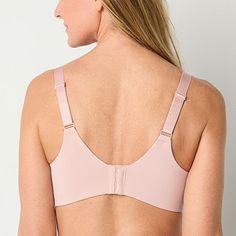 This Liz Claiborne women's wireless full coverage bra is a seamless, ultra-comfortable undergarment essential. Made from a smooth stretch-jersey, this lightly lined bra offers medium support and comes with wide adjustable straps, padding, and a hook-and-eye back closure. Wear it underneath all your favorite tops.Bra Type: Wireless, Full CoverageFeatures: Padded, Stretch Fabric, Backless, LinedClosure Type: Hook & Eye, Back ClosureSupport: Medium SupportFiber Content: 80% Nylon, 20% SpandexFabric Coverage Bras, Full Coverage Bra, Full Figured, Padded Bras, Hook Eye, Liz Claiborne, Stretch Fabric, Adjustable Straps, Bra