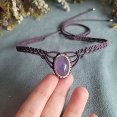 Amethyst macrame choker necklace Macrame Choker Necklace, Macrame Choker, Lavender Necklace, Choker Necklaces, Wedding Shop, Necklace Etsy, Macrame, Choker, Choker Necklace