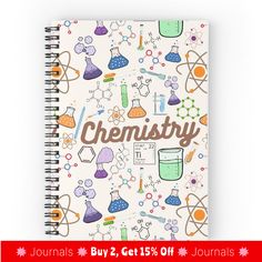 a spiral notebook with the words,'buy 2 get 15 % off journals '