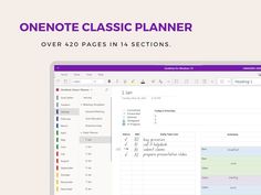 the one note classic planner is open and ready to be used on your computer or tablet