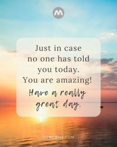 the quote just in case no one has told you today you are amazing have a really great day