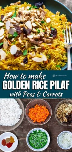 how to make golden rice pilaf with peas and carrots is an easy, healthy meal