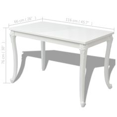 This high gloss dining table will make a great decorative addition to your dining room with its sleek design. The shiny high gloss white finish reflects light, which will contribute greatly to your dining experience. This dining table is manufactured from medium density fiberboard (MDF). It has four sturdy legs made of lightweight plastic. The table is also easy to clean and maintain - only a soft damp cloth is needed! Assembly is easy. Color: High gloss white Material: MDF (Medium Density Fiber White Dinner Table, High Gloss White Kitchen, High Gloss Dining Table, White Kitchen Furniture, White Gloss Kitchen, Kitchen Desks, White Dining Table, Contract Furniture, High Gloss White