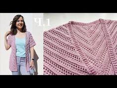 a woman standing next to a pink knitted shawl