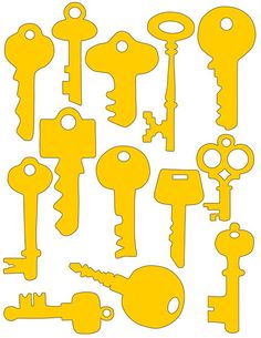 a bunch of keys that are yellow in color