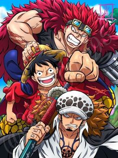 one piece characters with their arms around each other and the caption that says,