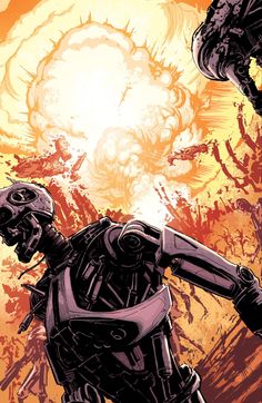 Terminator Salvation: Final Battle #3 [Dark Horse] | Art by Pete Woods & Matt Wilson Lone Soldier, T 800 Terminator, Terminator Salvation, Comics Style, Terminator Genisys, Final Battle, Power Armor, Arnold Schwarzenegger