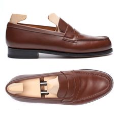 J.M. WESTON 180 Loafer Brown Box Calf Leather Moc Toe Penny Loafer Shoes 7.5C US 8.5 J.M. WESTON Tree Bag, Unique Fits, Brown Box, Shoe Tree, Penny Loafer, Penny Loafers, Mens Casual Shoes, Loafer Shoes, Brown Color