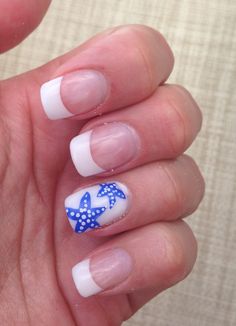 Beach starfish nails                                                                                                                                                                                 More Beach Wedding Nails, Starfish Nails, Easy Nail Designs Summer, Beach Nail, Fun Summer Nails, Fall Beach