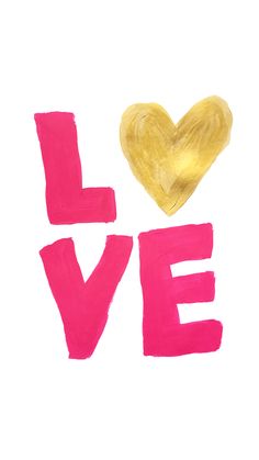 the word love written in pink and yellow with a heart painted on it's side