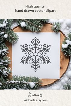 a paper snowflake with the words high quality hand drawn vector clipart on it