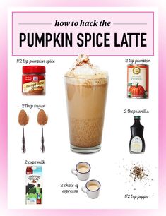 the recipe for pumpkin spice latte is shown on an iphone screen, with instructions to make