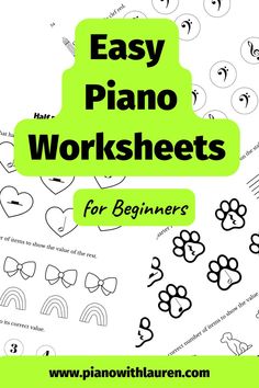 an easy piano worksheet for beginners with the words easy piano worksheets