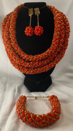 Coral Beads Necklace, (Iyun), for women, Bride, wedding, Engagement, party, traditional beads, high quality, Nigerian Coral Beads, African coral beads, Beads. 3-Rows coral beads. Mostly used - Traditional Wedding/marriage, Engagement, Baby Dedication, formal events. Contact for personalized orders  * Material: Coral Gemstones, accessories  * Handmade  * Jewelry Sets include: Necklace, Earrings and Bracelets/ Necklace and bracelet only  Kindly allow a difference of the picture/pattern of your ite Elegant Orange Red Coral Beads, Handmade Red Beaded Necklaces For Traditional Ceremonies, Traditional Coral Beaded Necklaces With Colorful Beads, Coral Polished Beaded Necklaces, Red Beaded Necklaces For Traditional Ceremonies, Elegant Coral Beaded Necklaces With Large Beads, Coral Polished Beaded Necklace, Elegant Large Coral Beads, Elegant Coral Large Beads