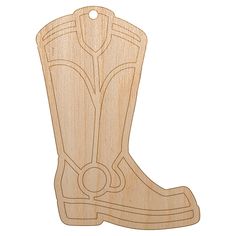 a wooden cutout of a cowboy boot