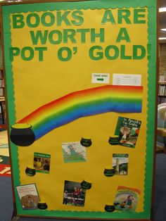 there is a sign that says books are worth a pot o'gold