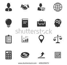 black and white business icons set