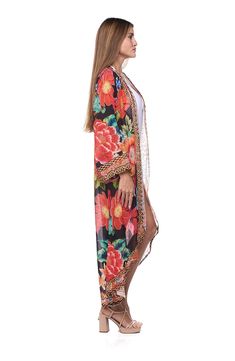 Cover up your beach-ready look with this lightweight duster covered in a floral pattern. Open front Long sleeves 100% polyester Hand wash, dry flat Imported Cole Haan Women Shoes, Floral Duster, Concert Looks, Cole Haan Women, Flip Flop Slippers, Beach Ready, Designer Crossbody Bags, Sweaters And Leggings, Sandals Brands