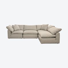 A roomy seating solution with customizable options, unparalleled comfort and clean, modern lines. Bryant Beige/White Mid Century Modern L-Sectional Sofa (4 piece) - Villa Sand