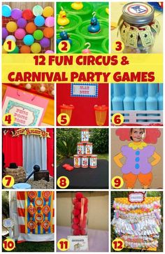 12-Fun-Circus-and-Carnival-Party-Games2-580x894 | Catchmyparty.com Circus Party Games, Party Games For Kids, Circus Carnival Party, Fest Temaer, Circus Theme Party, Kids Carnival