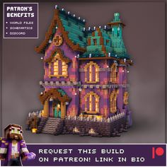 an image of a building made out of lego blocks with text reading request this build on patron's benefits