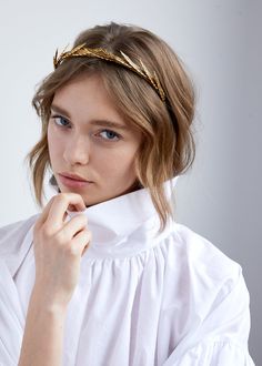 Headband Collection, Edgy Bridal, Luxury Headbands, Luxury Hair Accessories, Golden Leaf, Jennifer Behr, Gold Headband, Leaf Motif, Luxury Hair