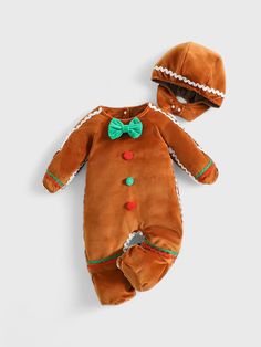 Gingerbread Outfit, Baby Winter Romper, Gingerbread Man Costumes, Christmas Baby Romper, Gingerbread Baby, Romper Men, Baby Cosplay, Halloween Infantil, Winter Romper