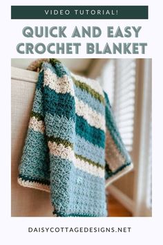 Discover the magic of crocheting with our easy striped blanket guide! Follow our step-by-step tutorial and pattern, complete with photos and video guidance. Perfect for beginners and experts alike, this crochet masterpiece makes the perfect cozy gift or a stunning addition to your home. Quick Crochet Projects, Easy Crochet Baby, Crochet Videos Tutorials