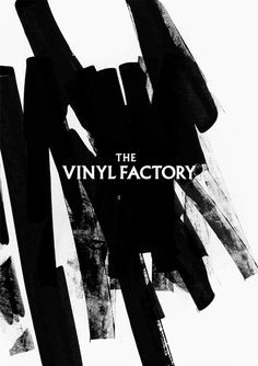 the vinyl factory logo is shown in black and white, as well as an abstract painting