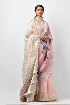 Shop for Kiran Uttam Ghosh Pink Pleated Printed Saree With Blouse for Women Online at Aza Fashions Kiran Uttam Ghosh, Pleated Saree, Happy Dresses, Crepe Saree, Printed Saree, Indian Suits, Blouse For Women, Saree With Blouse, Pink Saree