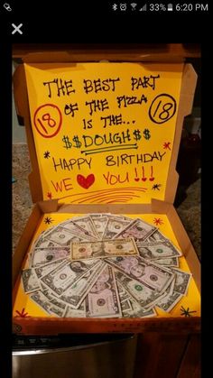 a box that has money in it and the words happy birthday written on top of it