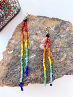 Handmade Seed Bead Rainbow Dangle Earrings - Pride Tassel Earrings Boho | eBay Bead Rainbow, Pride Earrings, Love Is Love, Earrings Boho, Czech Glass Beads, Tassel Earrings, Boho Earrings, Seed Bead, Czech Glass